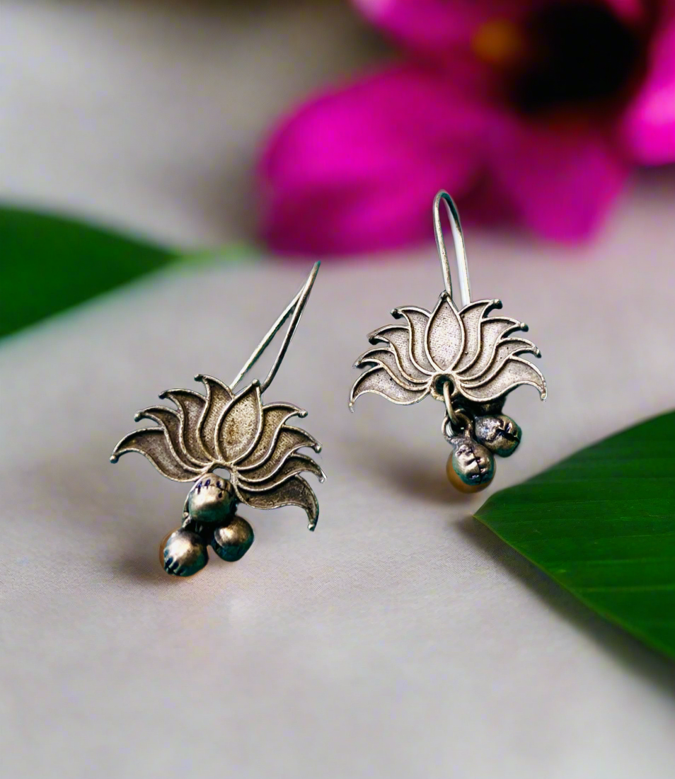 Lotus Silver Plated Earrings