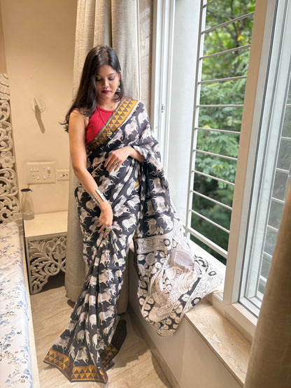 Kalamkari Pure Silk Pichwai Saree