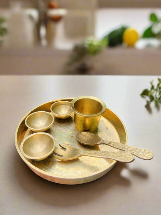 Miniature Brass Naivadya Thali