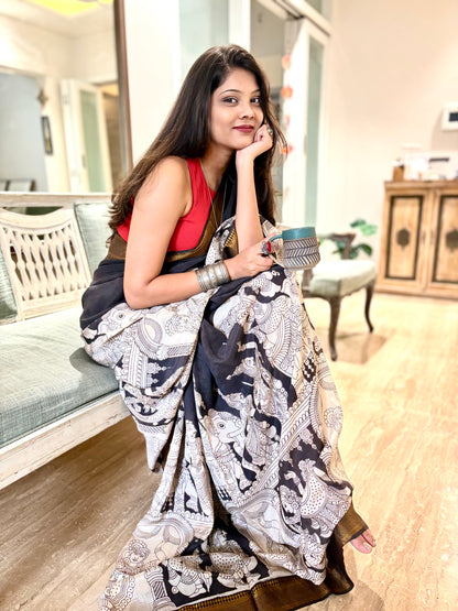 Kalmkari Pure Silk Saree