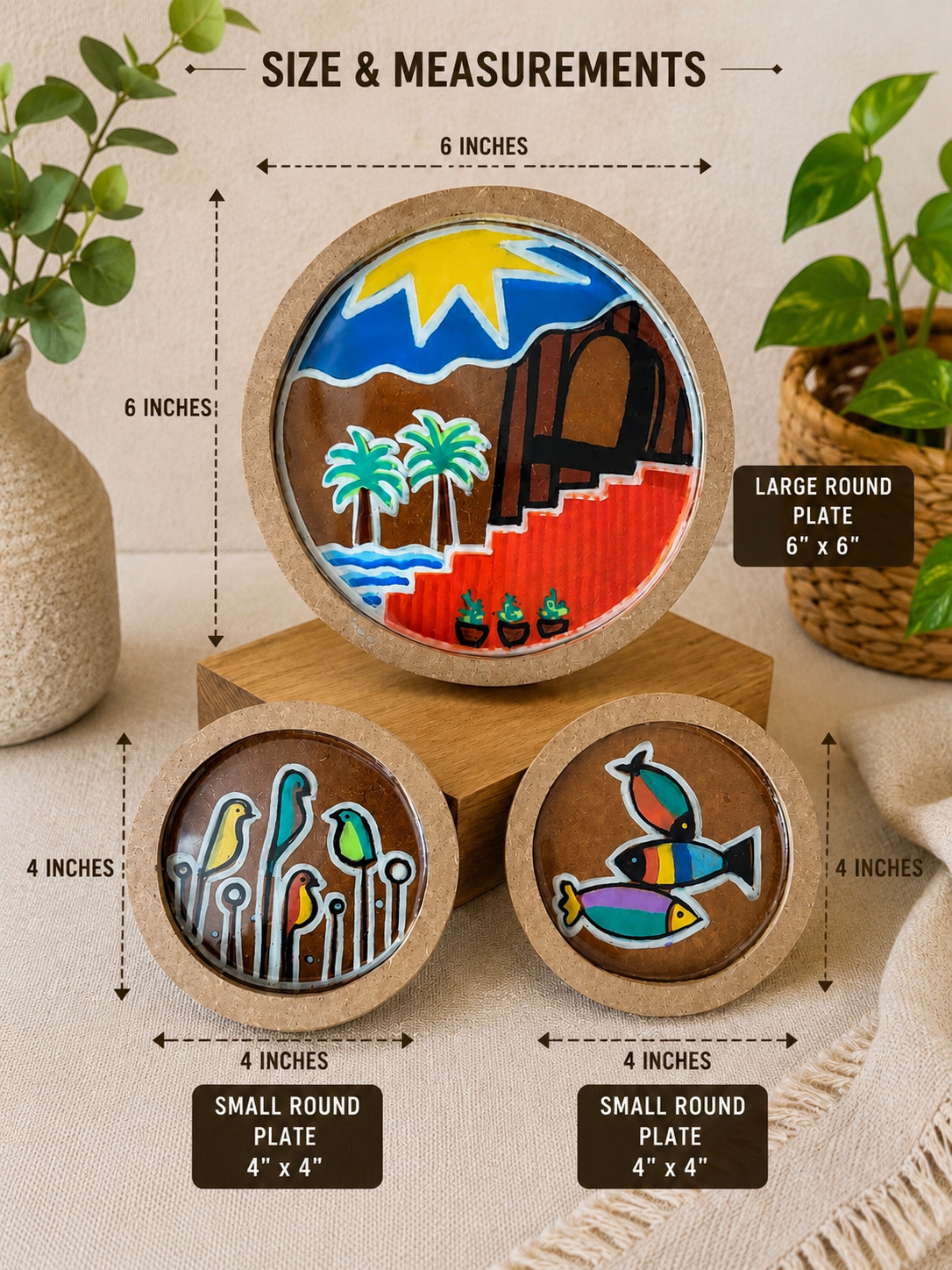 Wooden Handpainted Wall Hanging- Set of 3