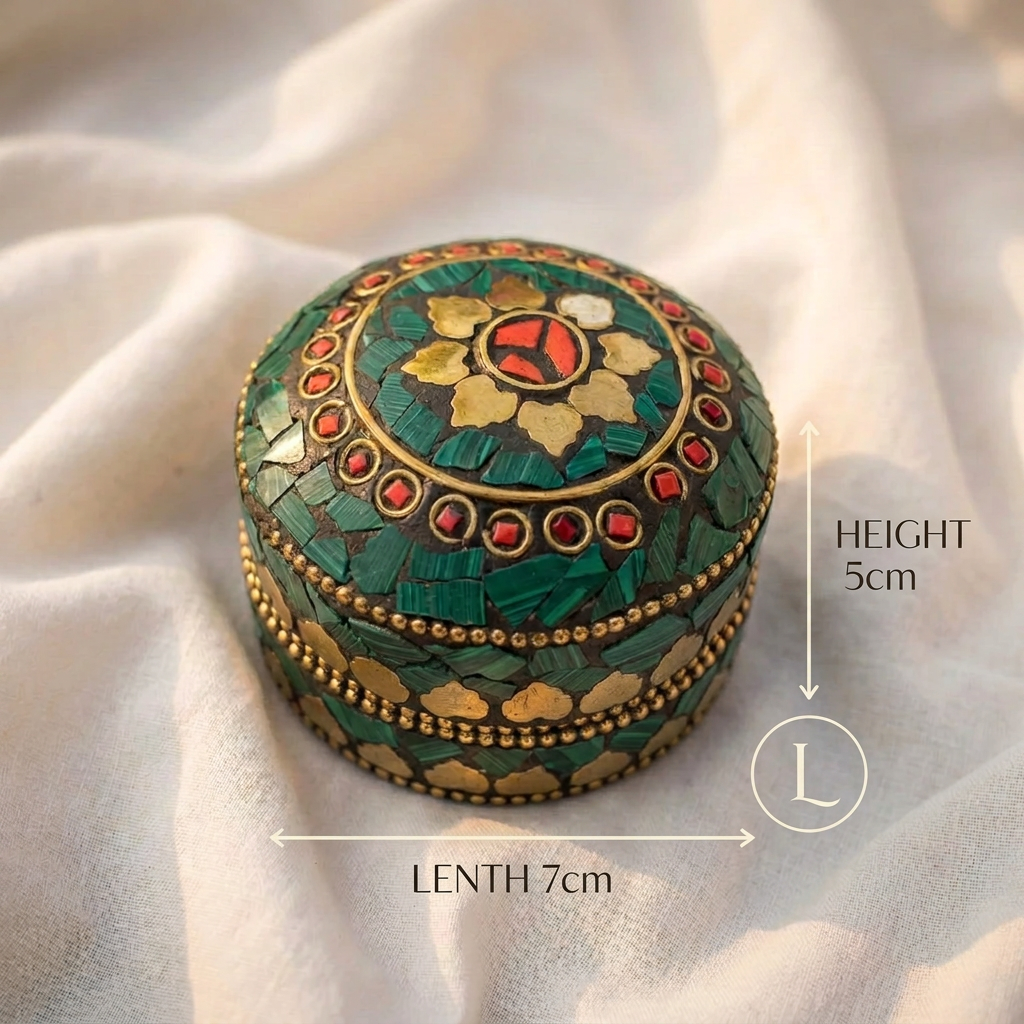 Handcrafted Indian Mosaic Trinket Green