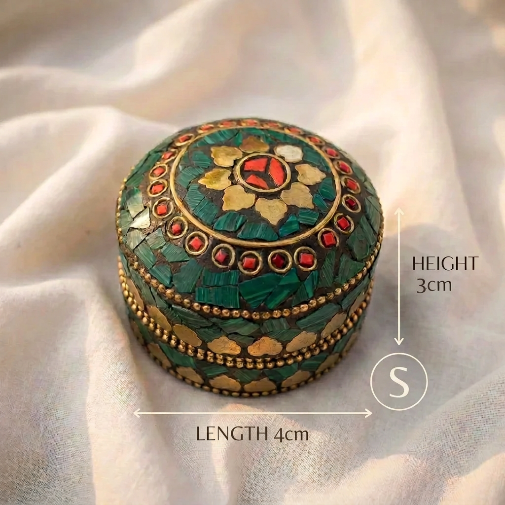Handcrafted Indian Mosaic Trinket Green