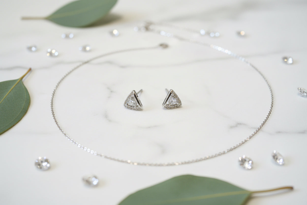 Triangle Studs With Cubic Zirconia Stone