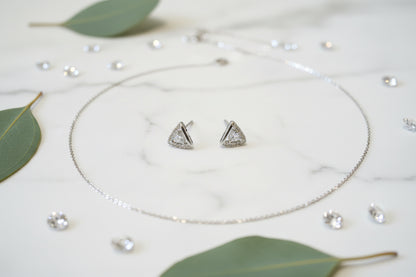Triangle Studs With Cubic Zirconia Stone