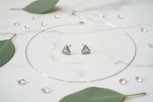 Triangle Studs With Cubic Zirconia Stone