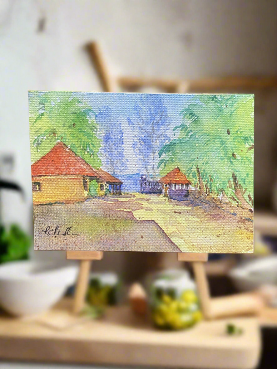 Village Watercolour Landscape