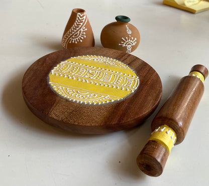 Polpat Wood Hand Painted Polpat and Rolling Pin – Bindoo.handmade